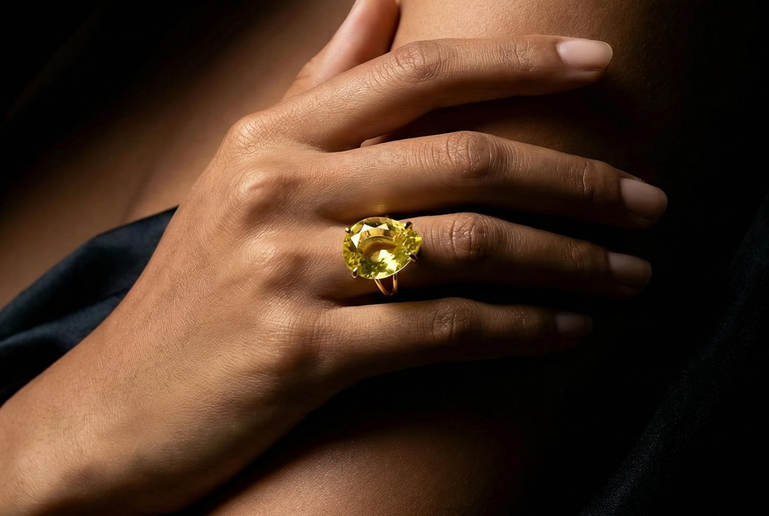 Bague En Quartz Jaune Dans Un Sertissage Rempli D'or 14k - Anniversaire, Formel, Décontracté, Bijoux De Mariée - Bijoux Artisanaux En Quartz Pour Femme - Boîte Fantaisie Gratuite - Gravure Disponible