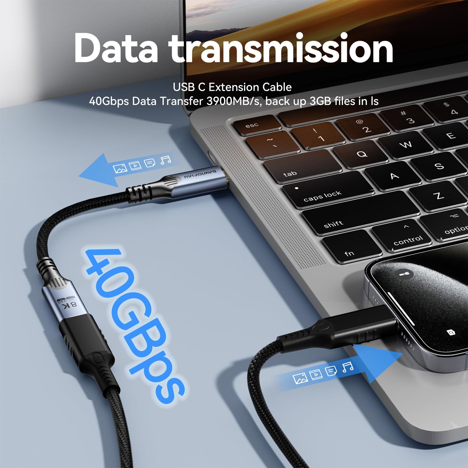 usb verlängerung Langes 3 M Kompatibel für thunderbolt 4 verlängerung,USB C anf USB C Lade Kabel 40Gbps,USB4 Verlängerung8k/4k@60hz video, usb c verlängerungskabel 240w