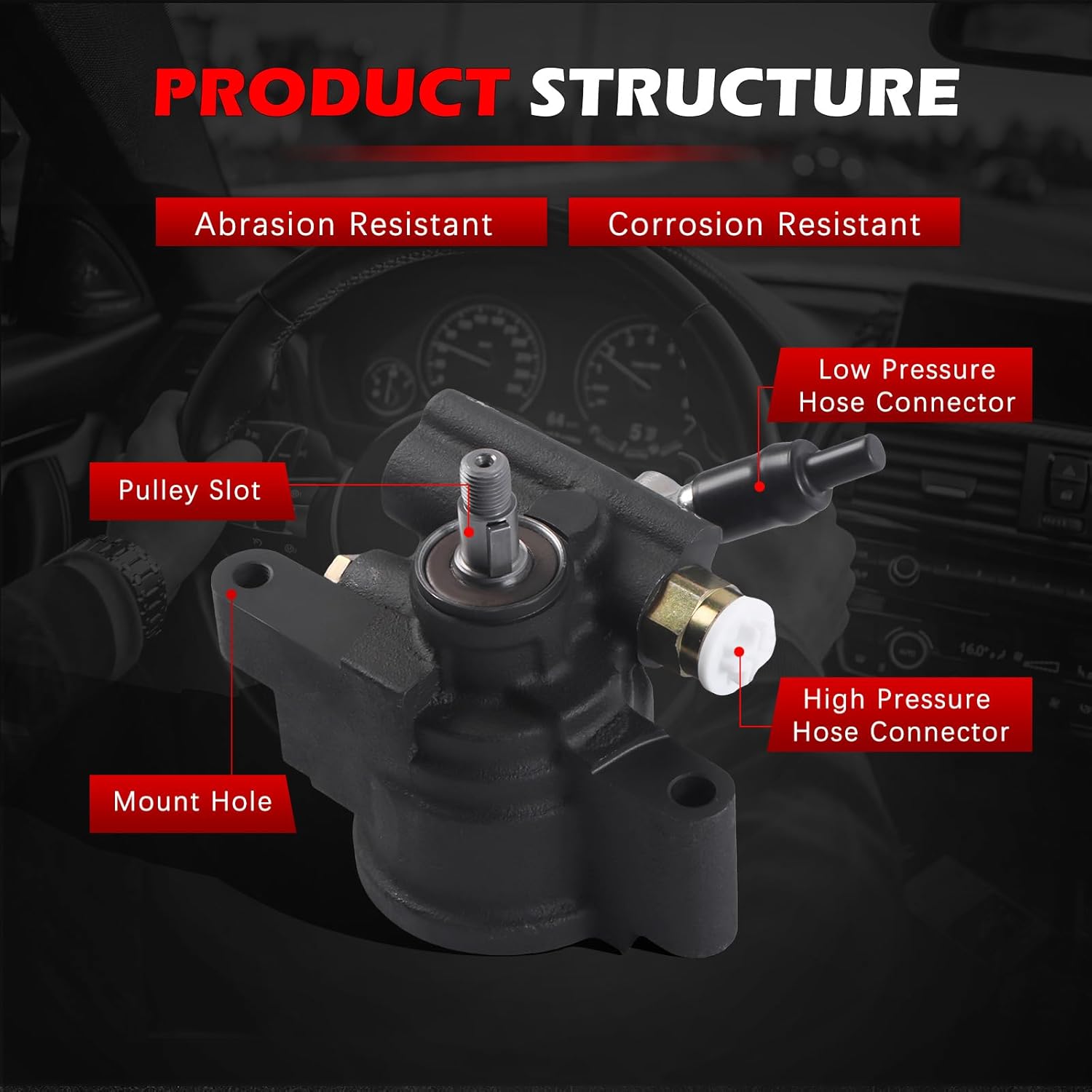 21-5945 Power Steering Pump Fit for RAV4 1997 1998 1999 2000 2.0L L4, Power Assist Pump Replace for 21-5945, 215945, 4432042010, 4432042011