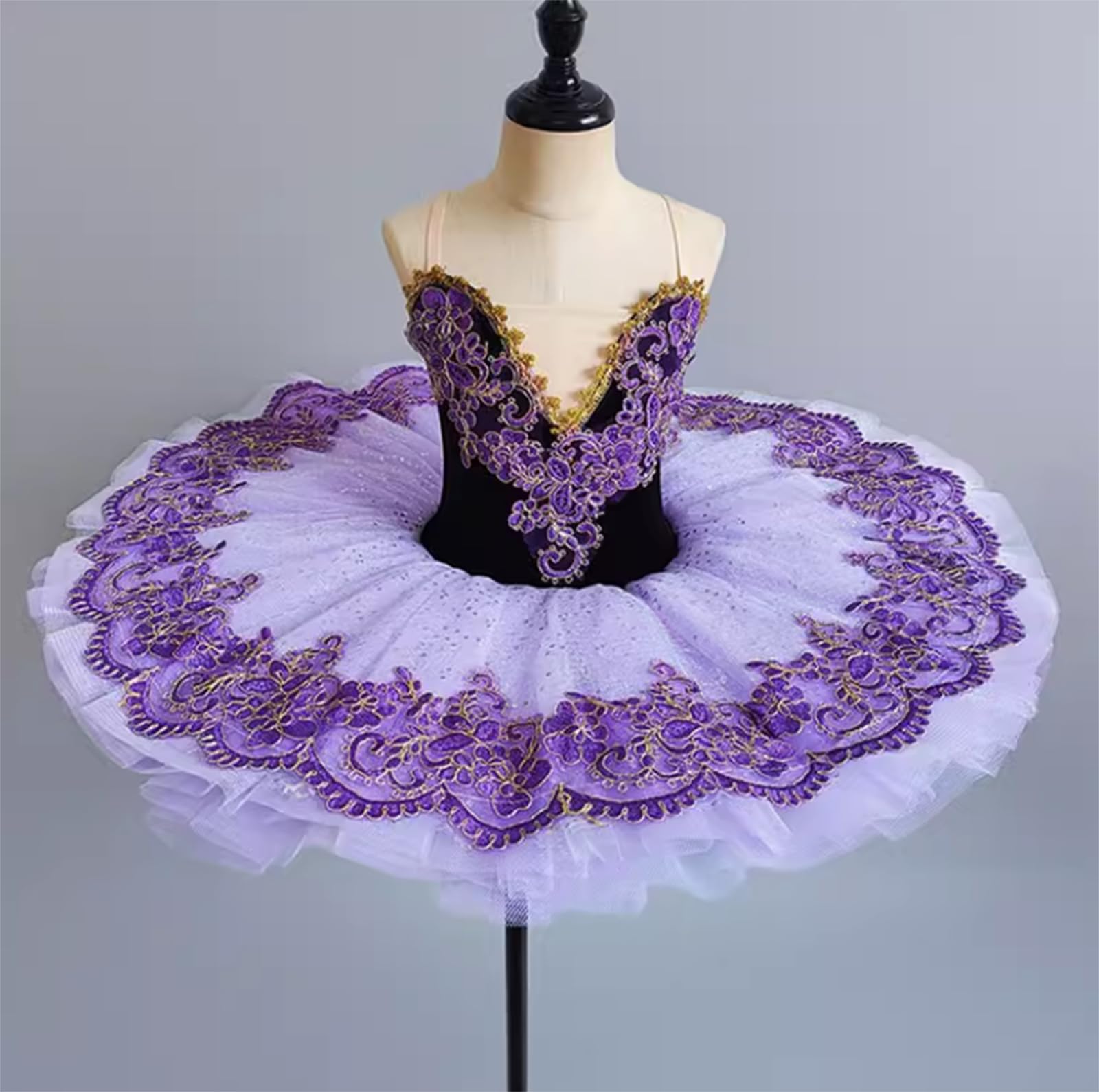 Gonna tutù da Danza Classica per Bambine Abito da Balletto Lago dei Cigni Costume da Principessa Costume da Ballerina Costume da Competizione di Danza sul Palco Costume da Spettacolo (160)