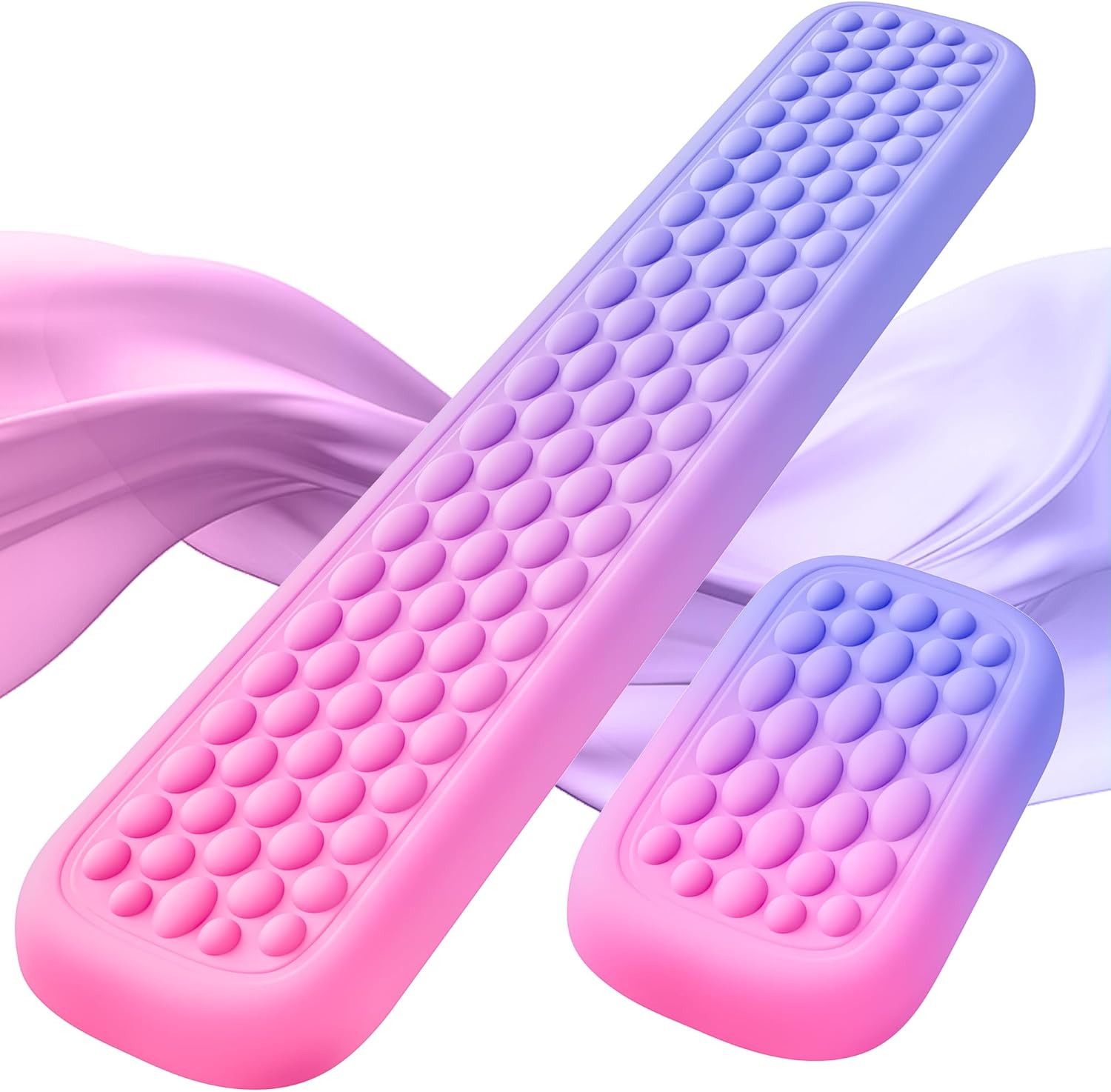 Lekvey Ergonomic Gaming Wrist Rest for Computer Keyboard & Mouse - Premium Silky Memory Foam Wrist Pad with Massage Points, Pain Relief & Comfort Wrist Support for Typing, PC, Game (Pink/Purple) Pink Purple