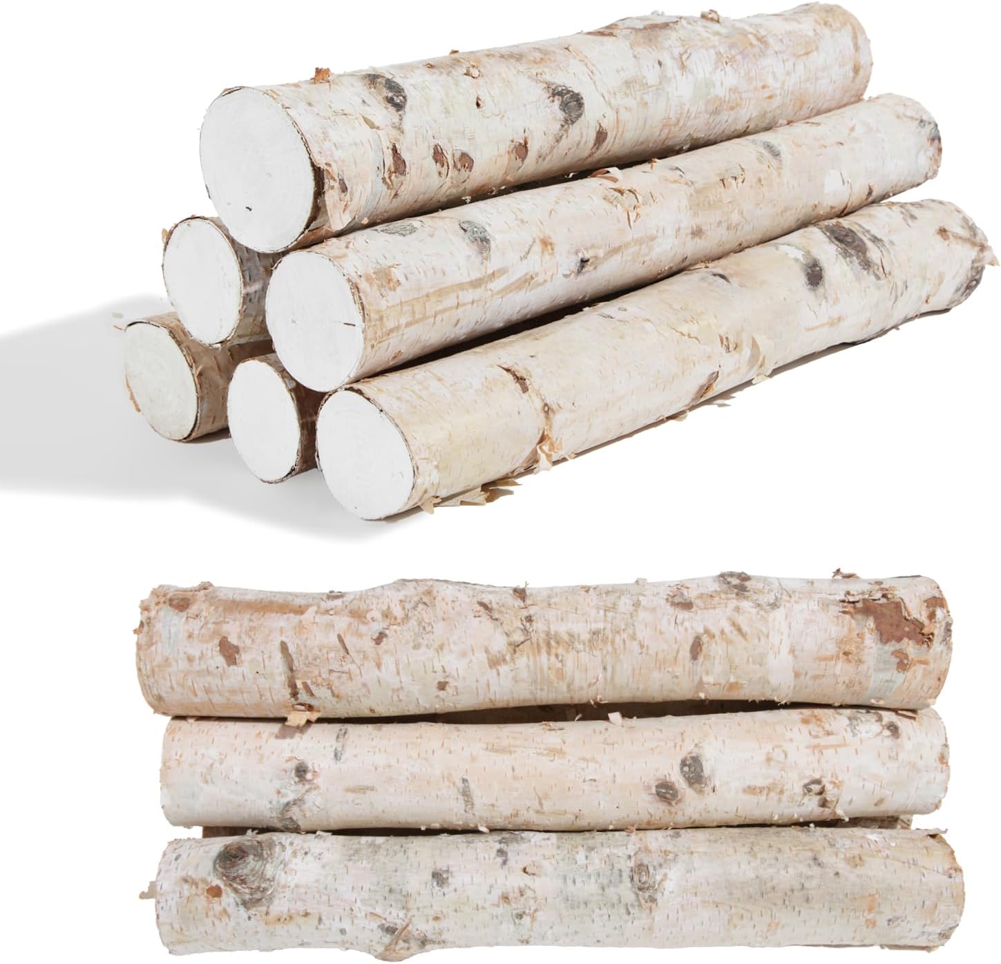 6 Pack Birch Logs Decorative Natural Birch Log for Decoration,Crafts,DIY,White Birch Logs for Fireplace Decor Firewood(Birch Logs:1.4""-2.6"" Dia. x 16.5""Length)