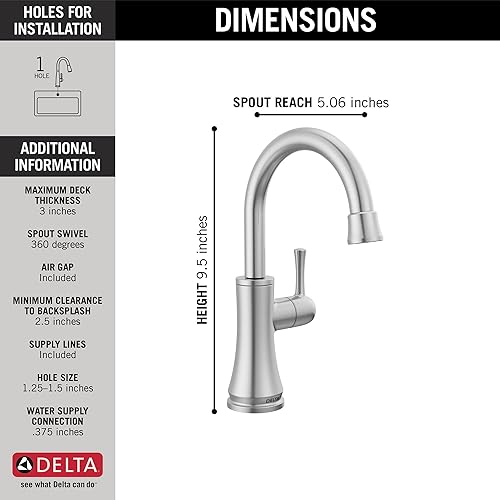 Miniatura 4 de DELTA FAUCET 1920-KS-DST - Grifo tradicional para bebidas, acero inoxidable negro