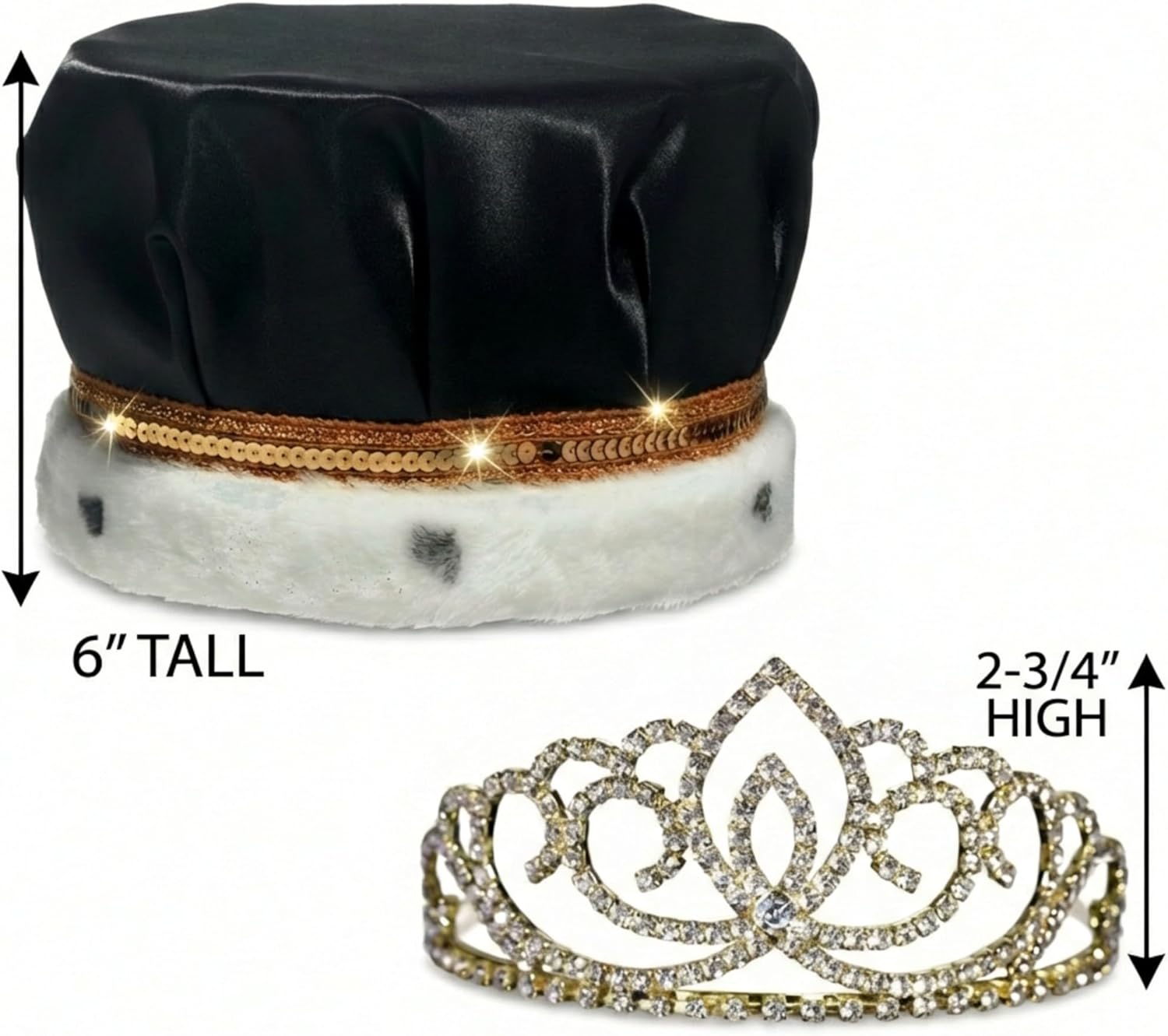 Satin King Crown and Gold Sasha Queen Tiara Royalty Set