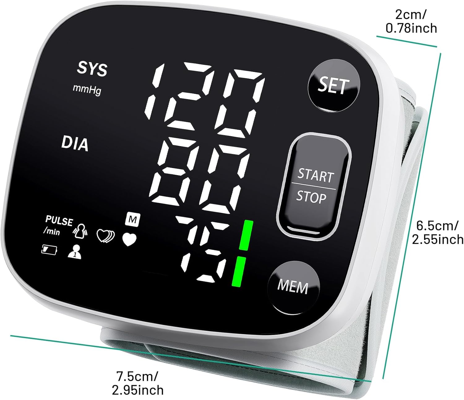 Diagram showing the dimensions of the Relado W1101L Blood Pressure Monitor