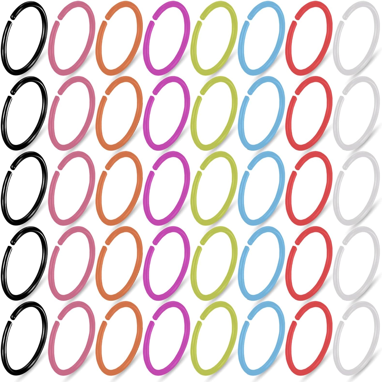 40Pcs Fake Nose Ring Hoop - Fake Piercing Nose Hoops Fake Lip Ring Plastic Nose Ring - Fake Nose Hoop Nose Ring for Women Piercing Colored Septum Piercing Jewelry Nose Jewelry Acrylic Septum Jewelry