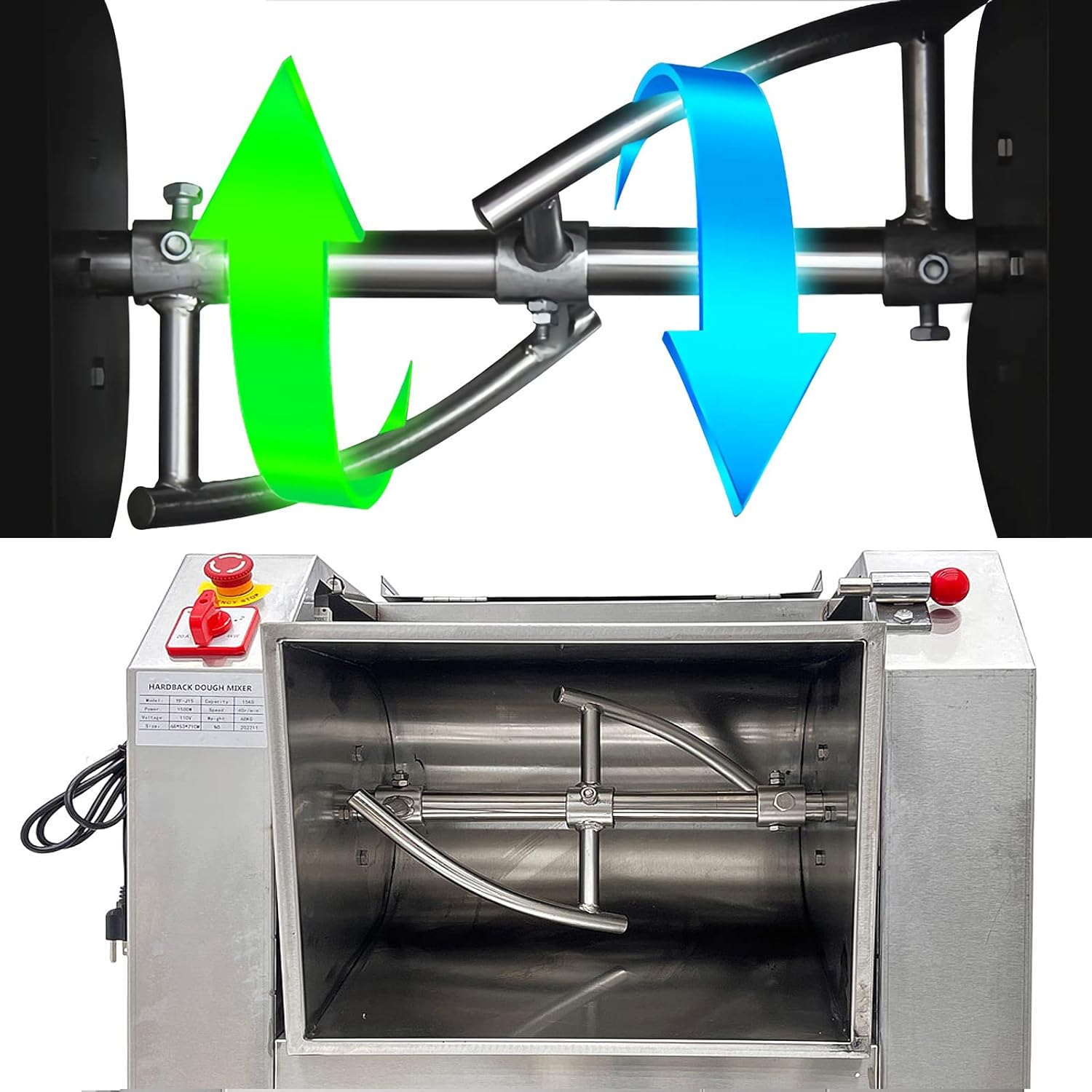 50QT/25KG Commercial Electric Stand Dough Mixer 2200W Stainless Steel Electric Flour Mixing Machine with 90° Tilt Bowl Kitchen Supply With a Dough Cutter