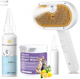 Pet Steam Brush for Dog & Cat – shower bath brush – Steam for Shedding & Grooming Water Brush for Long & Short Haired Pets Spritz Defur Comb 3-in-1 Spray Hair Removal Comb