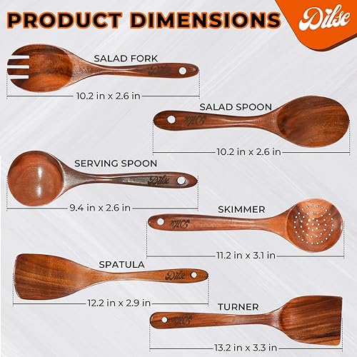 Miniatura 2 de Juego de utensilios de cocina de madera, cucharas de cocina con soporte de almacenamiento, antiadherentes, resistentes al calor y ligero, juego de 7