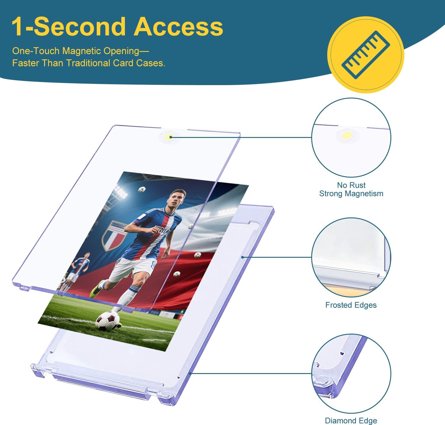 60ct Magnetic Card Holder, 35pt One Touch Mags Case for Trading Cards, UV Hard Plastic Sports Display Cases for MTG,TCG,Baseball, Football, Basketball,Archival Quality Card Protectors (60)