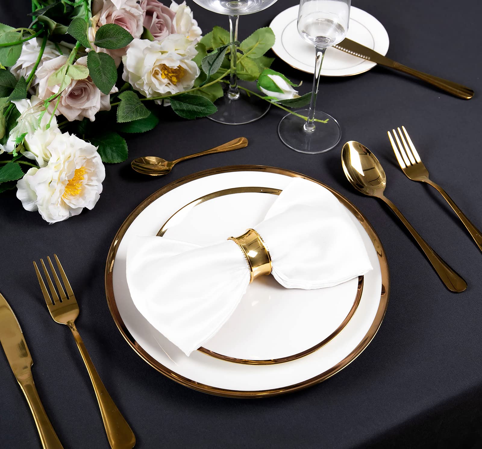SiinvdaBZX 100 Stück Satin-Stoffservietten, 30.5x30.5 cm, quadratische, weiße Satin-Servietten, seidig weiche Abendessen-Servietten oder Taschentuch für Hochzeit, Erntedankfest, Weihnachtsdekoration