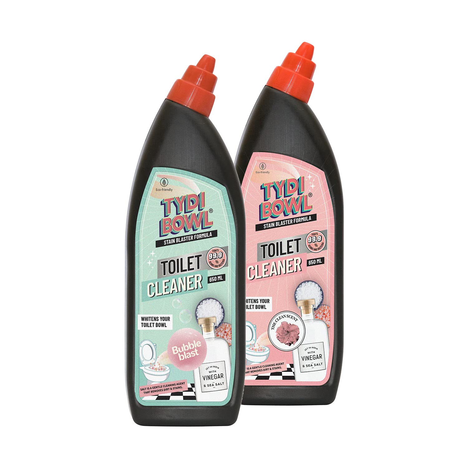 TYDI BOWL Toilet Cleaner Liquid, Hard Water Stain Remover, Vinegar Powered, Non-Toxic, Child Safe & Pet Safe, BubbleBlast & The Clean Scent - 650ml (Combo Pack of 2) (B093Z7YH97) Amazon Price History, Amazon Price Tracker