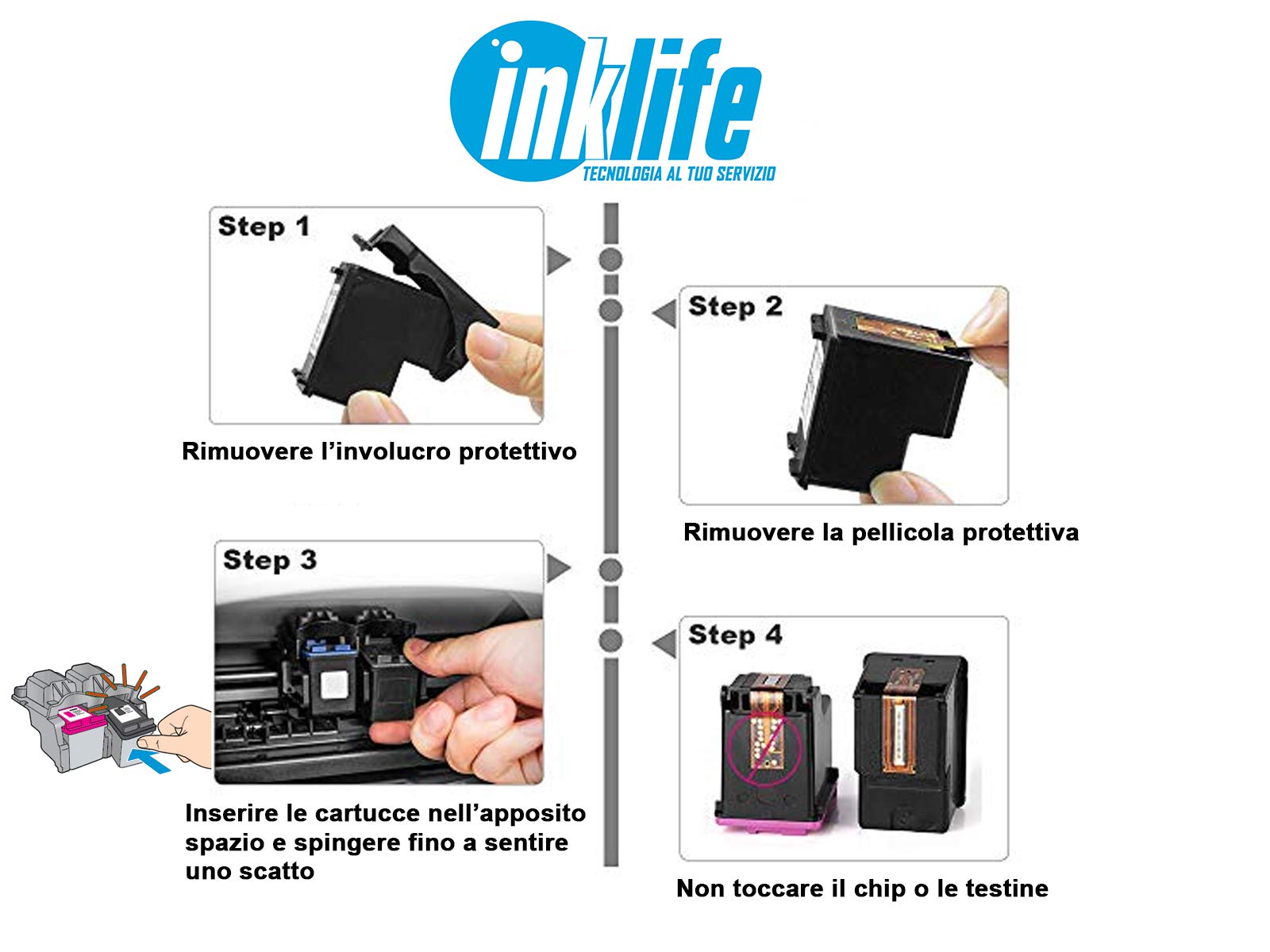 Cartuccia Ricostruita Inklife HP 305, Per HP DeskJet 2700 2730 - Foto 2