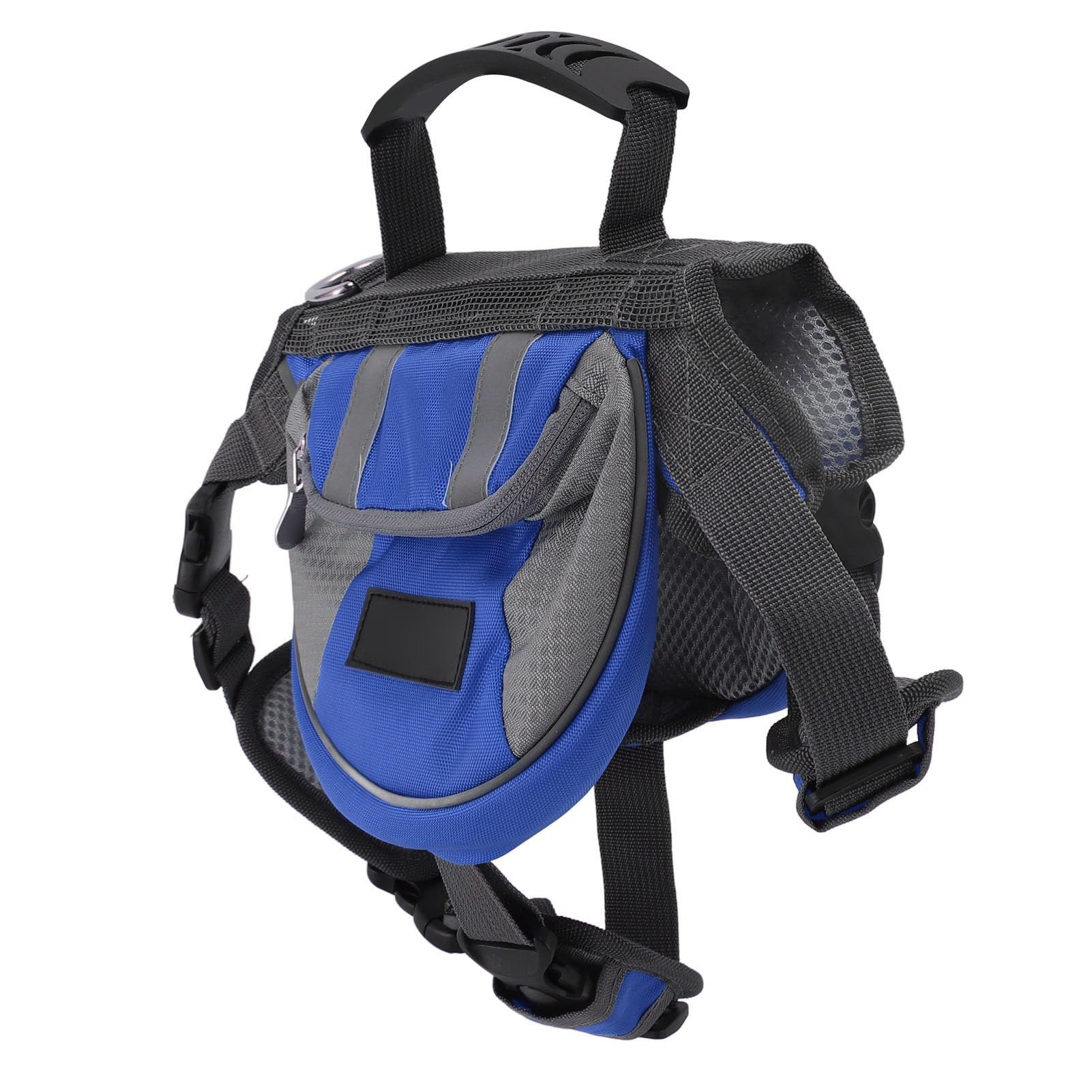 Sac à dos pour chien Pilipane bleu en Oxford de taille M avec bandes réfléchissantes