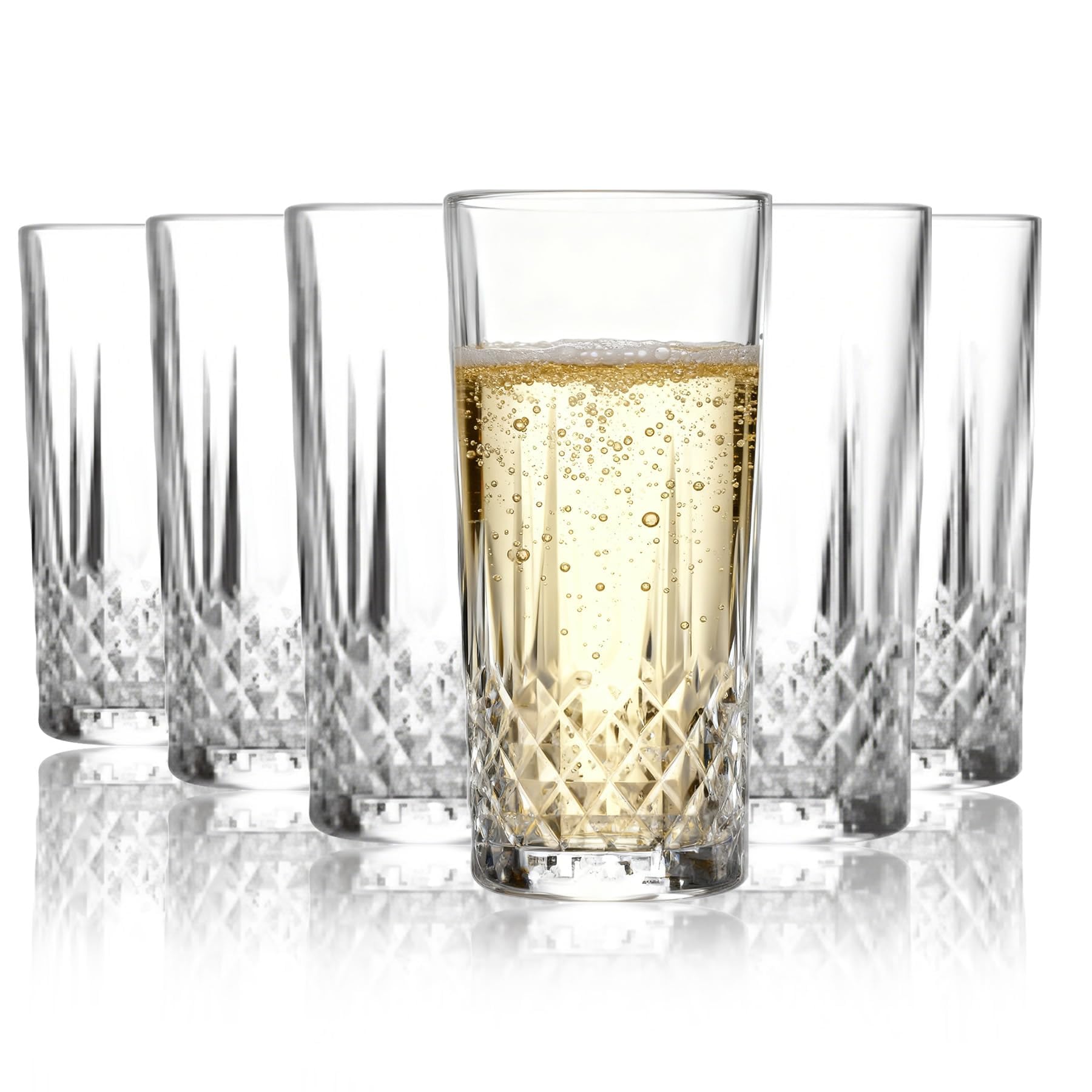 Set of 6 330ml Highball Glasses for Juice, Water, and Cocktails, Perfect for Home, Restaurants, and Parties