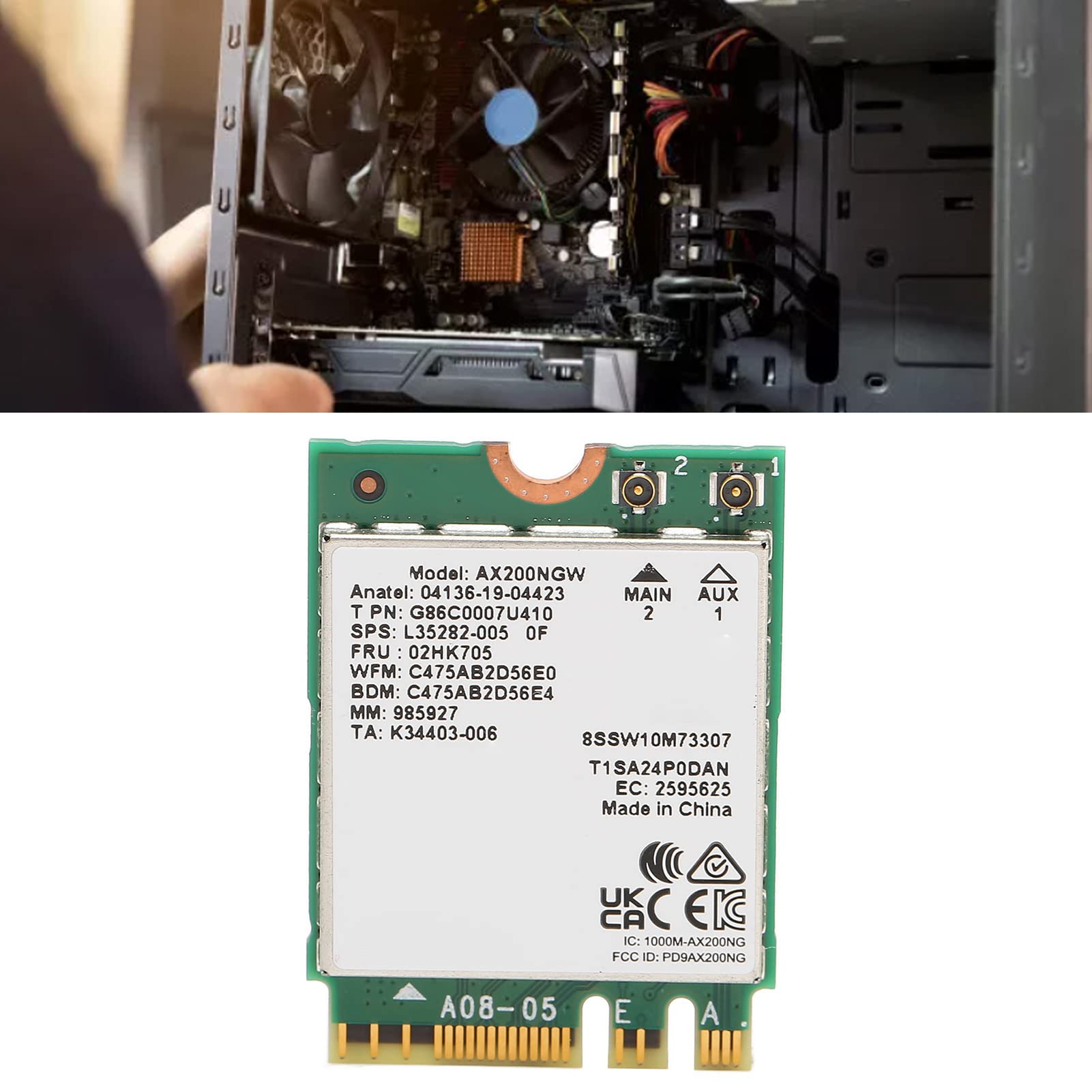 Scheda di Rete NGFF, 2.4G 5G Dual Band 574Mbps 2400Mbps Connessione BT5.1 Comoda Scheda di Rete Wireless Stabile, Trasmissione Stabile Durevole a Bassa Potenza per Windows 10 11 64Bit