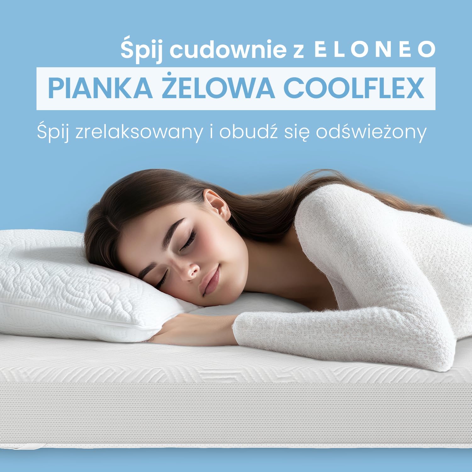 ELONEO Gel Topper 90x200cm, nakładka na materac z 8 cm pianki żelowej z pamięcią kształtu, oddychający pokrowiec z siatki 3D, wygodny nakładka na materac z elastycznymi taśmami narożnymi
