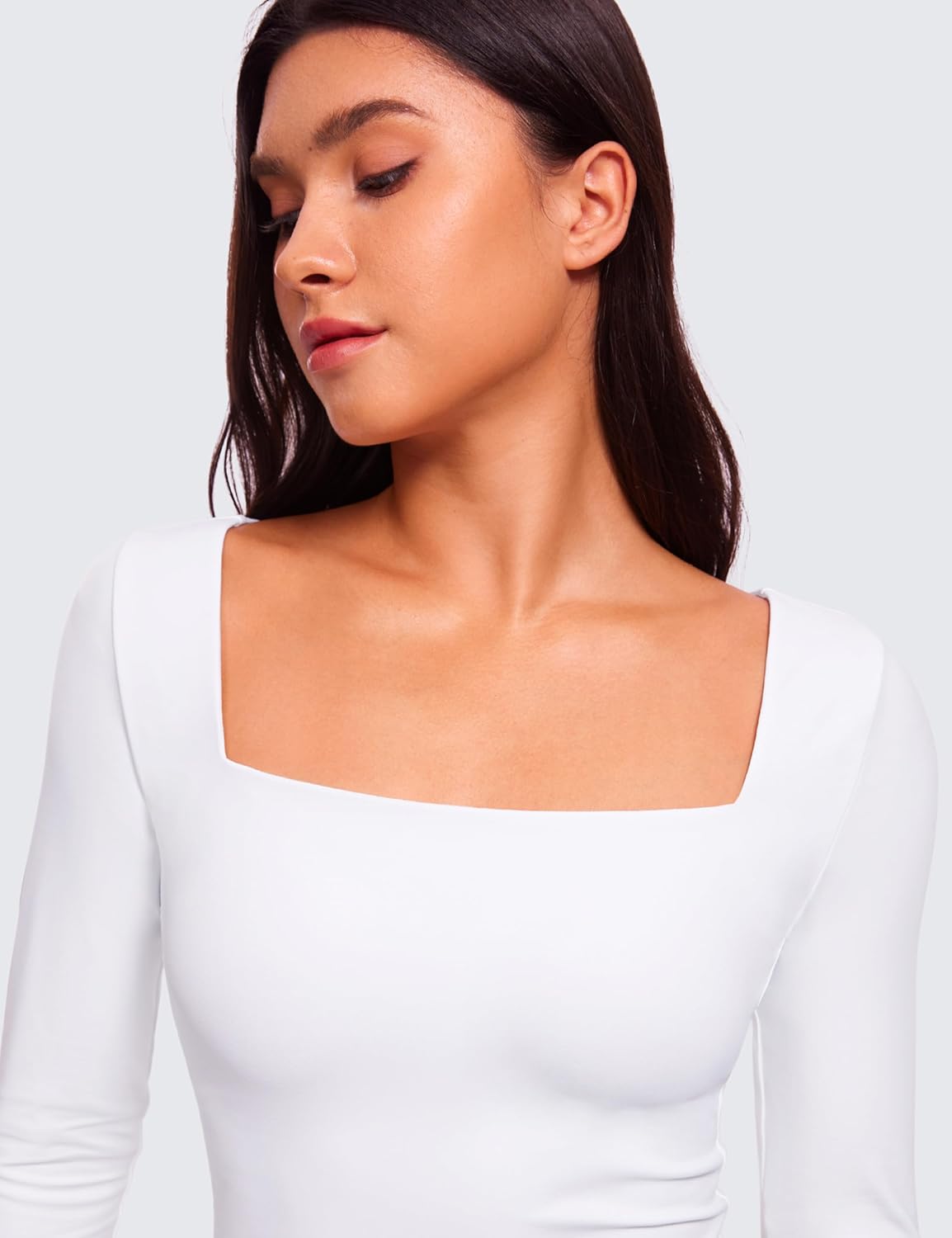 CRZ YOGA Womens Butterluxe Double Lined Long Sleeve Crop Top Square Neck Workout Athletic Casual Cropped Fitted Basic Shirts - Image 5