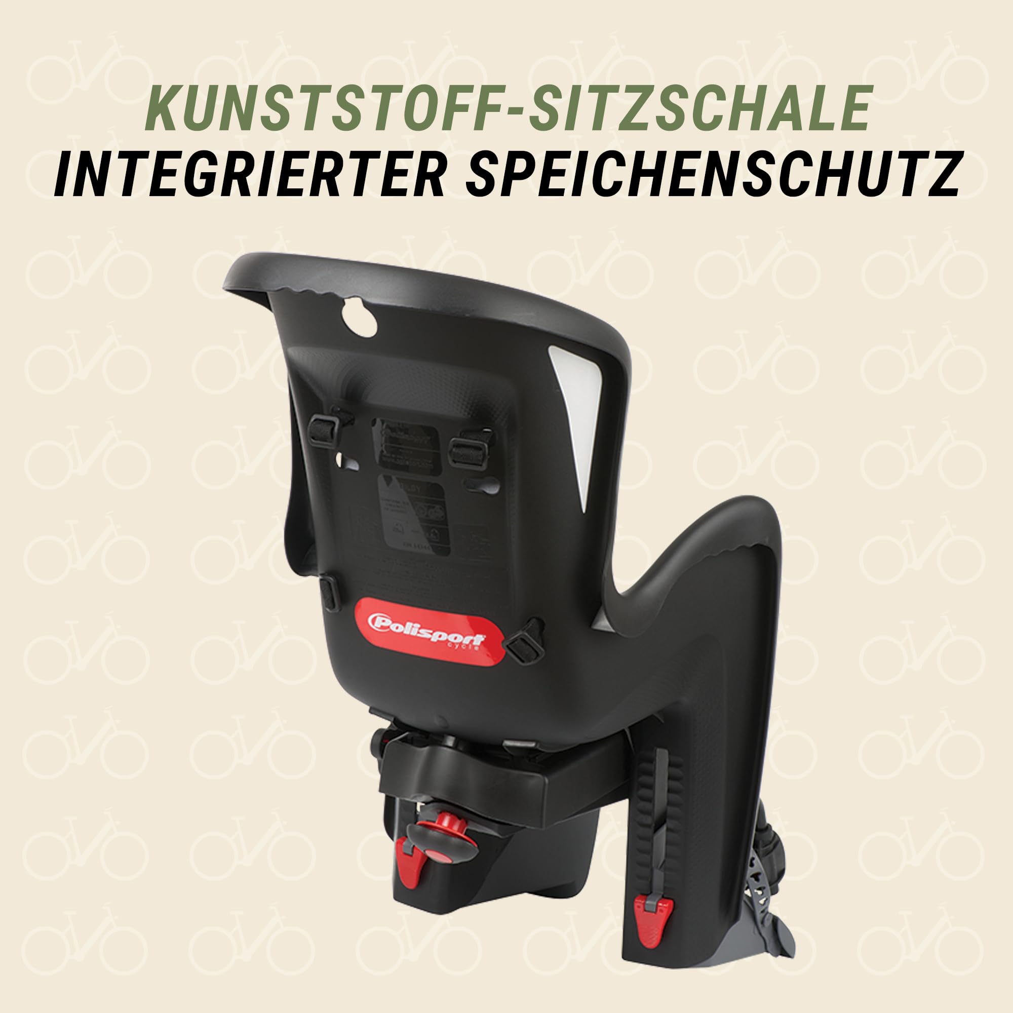 Prophete Polisport Bilby RS Fahrradkindersitz | Kindersitz für die Sattelrohrmonage | für Kinder zwischen 9 und 22 kg | grau