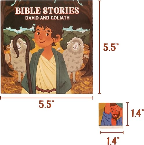 Miniatura 6 de Rompecabezas de historias bíblicas para niños pequeños (David y Goliat), rompecabezas de madera con mini libros cristianos para bebés y juego de