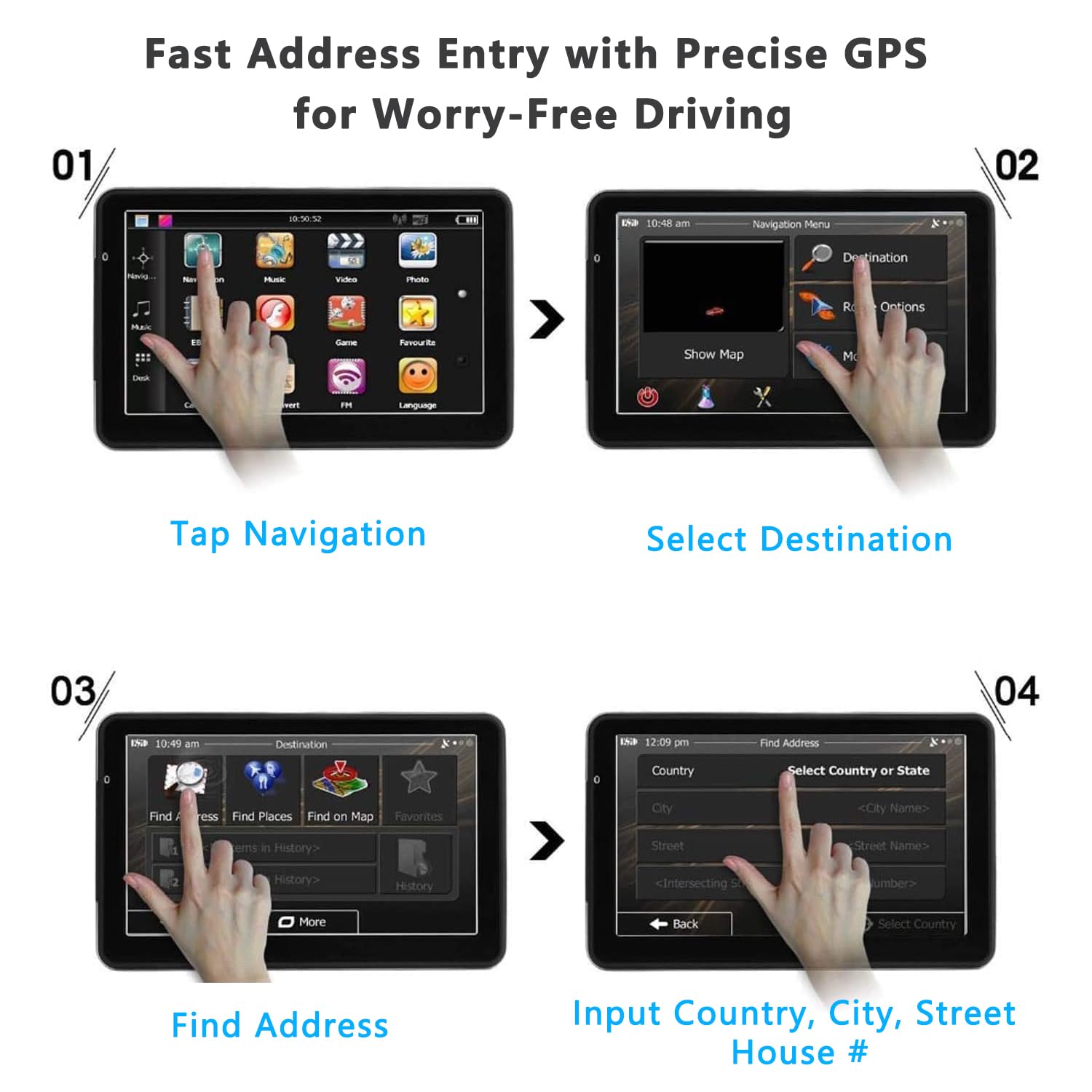 7" GPS Sat Nav for Truck Car RV, Offline Navigation UK & Europe Maps HD Touchscreen, Voice Guidance, Type-C, Sun Visor & Mount, Speed Limit Warnings, Postcode Search Quick GPS Fix — view 4