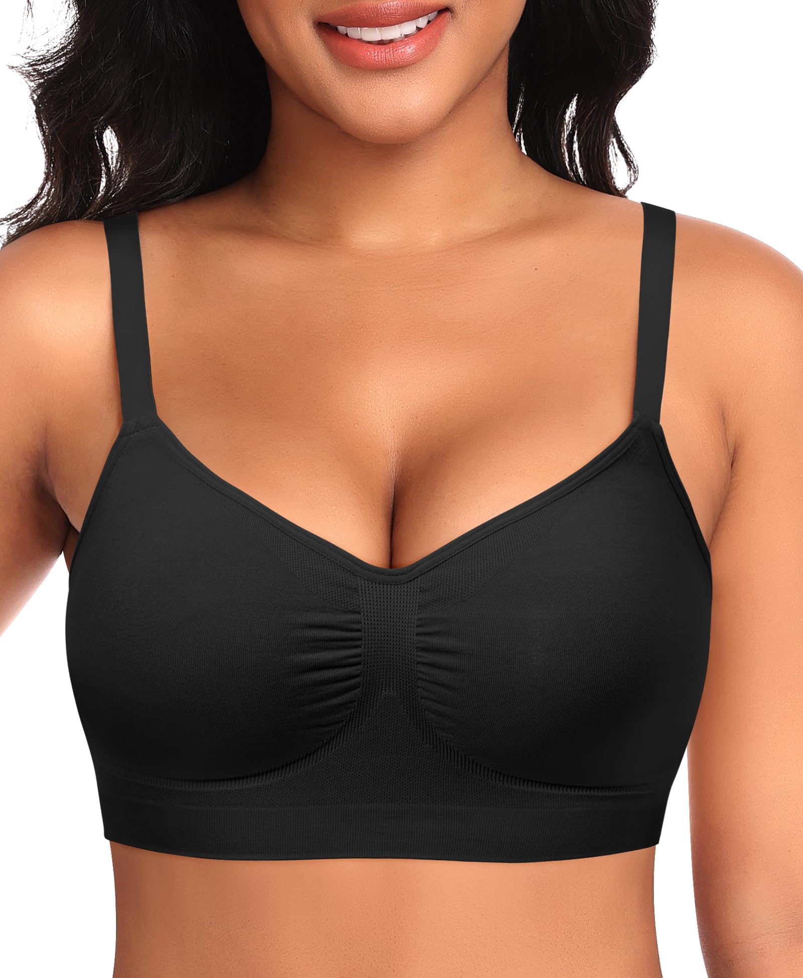 Wireless Sewn in Padded Bras for Women No Underwire T Shirt Bralettes Full Coverage Comfortable Everyday Bra