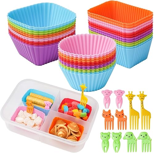 Divisores de lonchera de silicona, paquete Bento de 46 piezas para accesorios de almuerzo para niños, sin BPA, apto para lavavajillas