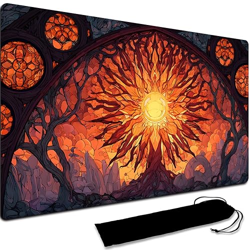 Alfombrilla de juego MTG + bolsa impermeable negra, bordes cosidos, superficie de goma lisa