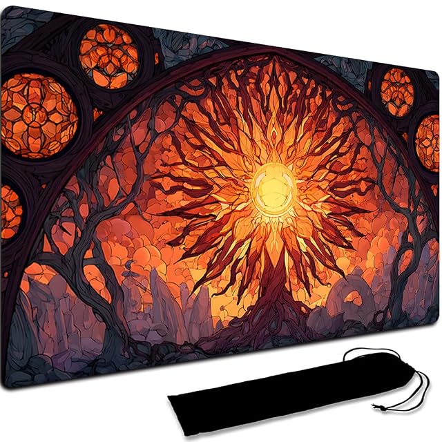 Alfombrilla de juego MTG + bolsa impermeable negra, bordes cosidos, superficie de goma lisa