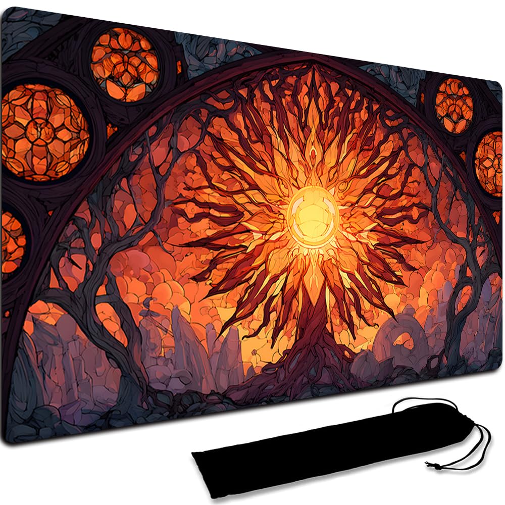 Board Game MTG Playmat + Black Waterproof Bag, Stitched Edges, Smooth Rubber Surface