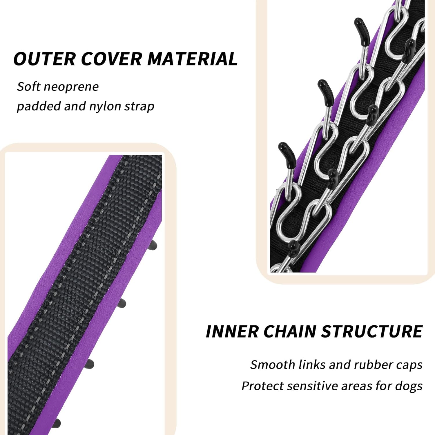Martingale No Pull Dog Collar for Large Medium Small Dogs, Heavy Duty Nylon Reflective Adjustable Anti Pull Slip Collar with Buckle for Training Walking M Black Purple M (15"-23" Neck, 1.5" Wide) Black Purple
