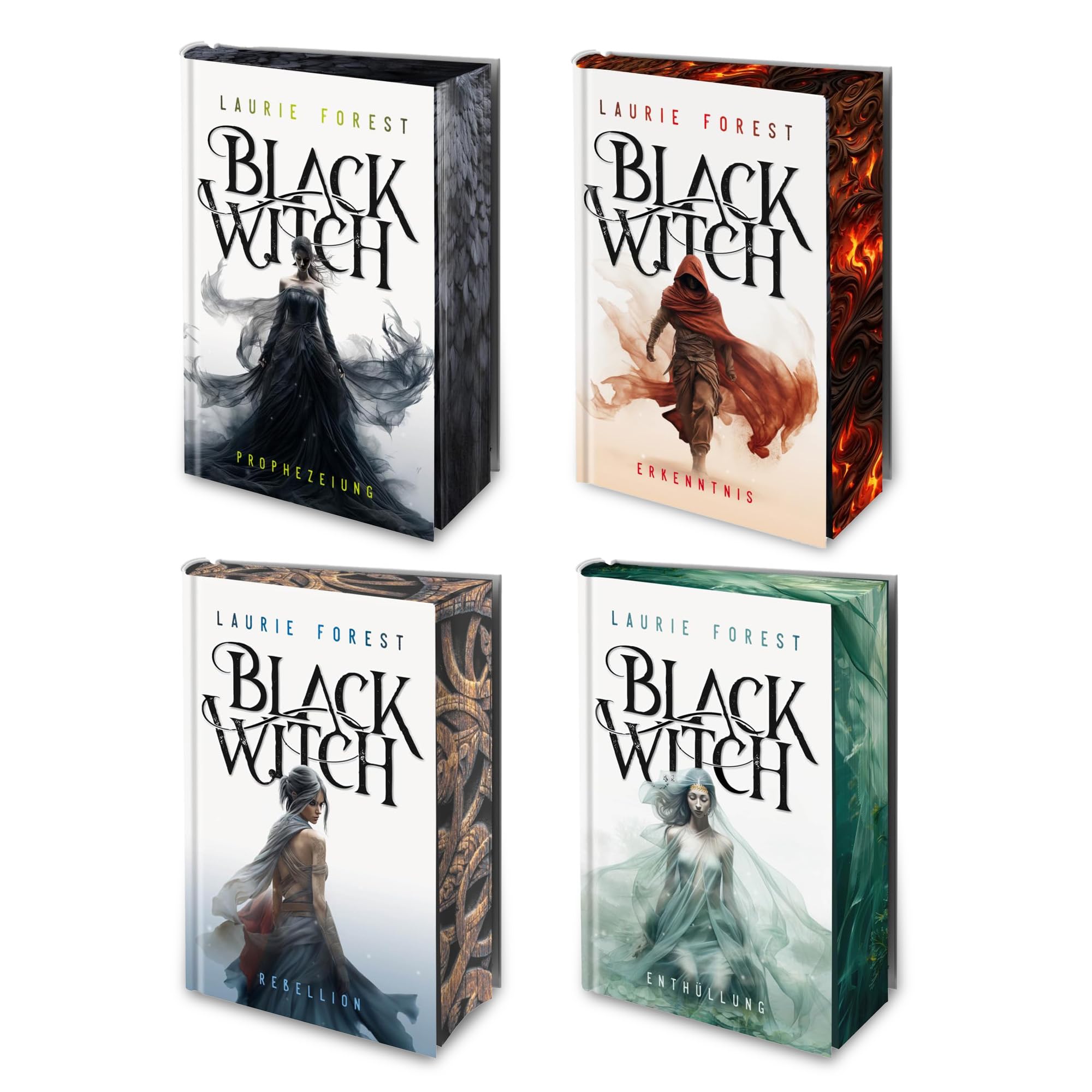 Black Witch Buchreihe Band 1-4 von Laurie Forest – Prophezeiung, Erkenntnis, Rebellion und Enthüllung als 4er Set – Fesselnde Hexen-Fantasy für Jugendliche & Erwachsene – inkl. Black Witch Lesezeichen