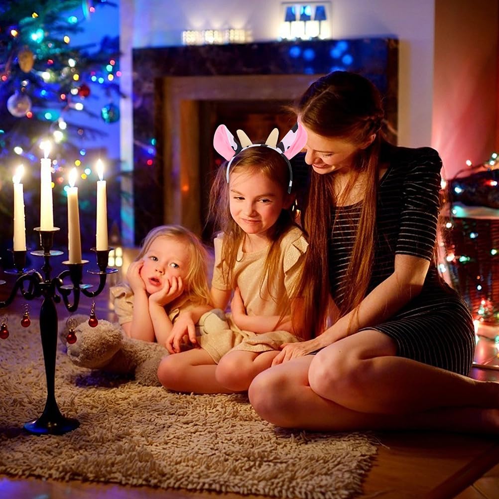 ABOOFAN 8Pcs Animal Headband with Cow Print Horns and Ears, Elastic Hair Hoop for Halloween, Christmas Party, Cosplay Costume Accessory - Image 7