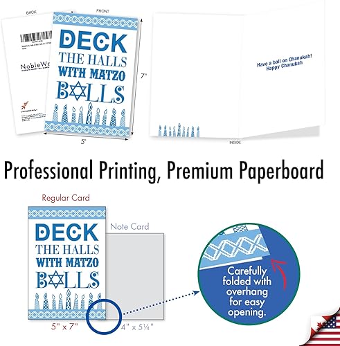 Miniatura 9 de NobleWorks - Juego de 12 tarjetas de felicitación de Janucá con sobres de 5 x 7 pulgadas (1 diseño, 12 cada uno) Divertidas tarjetas de felicitación