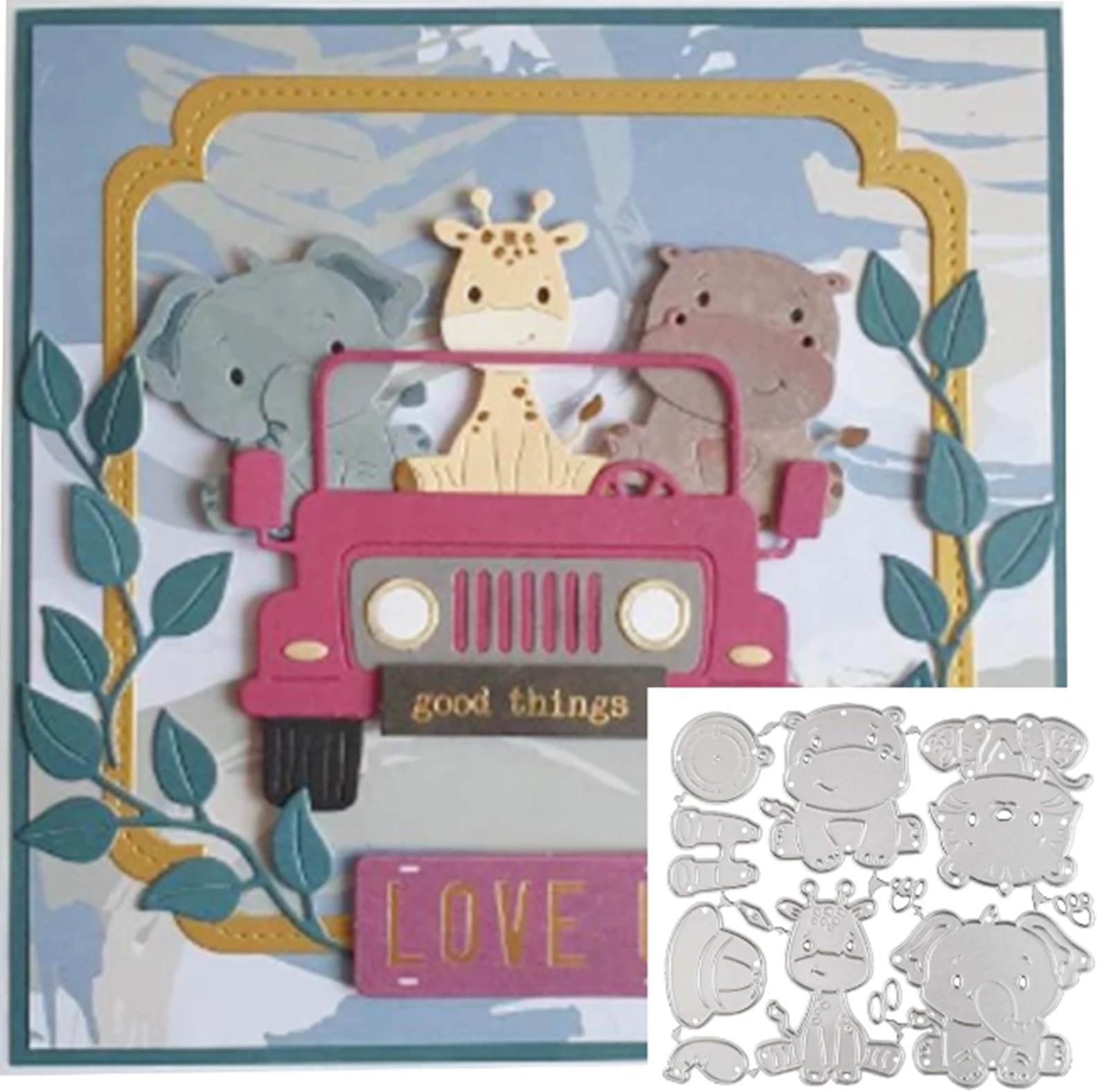 Car & Hearts Metal Cutting Die - Wedding Scrapbooking Embossing Stencil