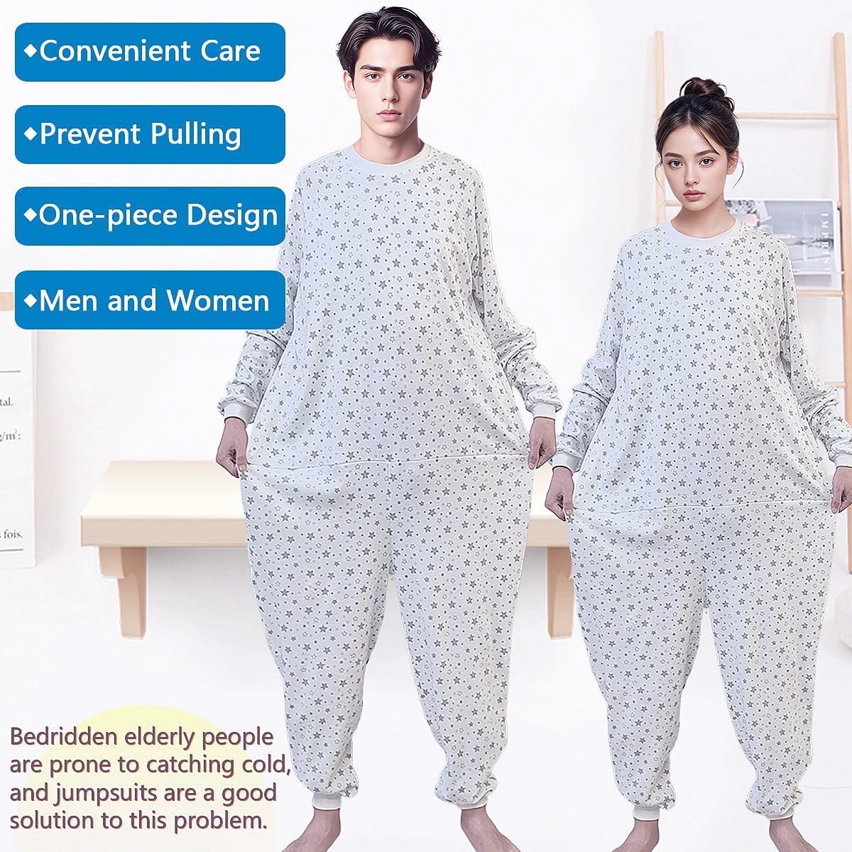 Unisex Anti-Strip Jumpsuit with Back and Leg Zipper,Suitable for,Seniors,Alzheimer’s,Incontinence Care,Dementia - Image 3