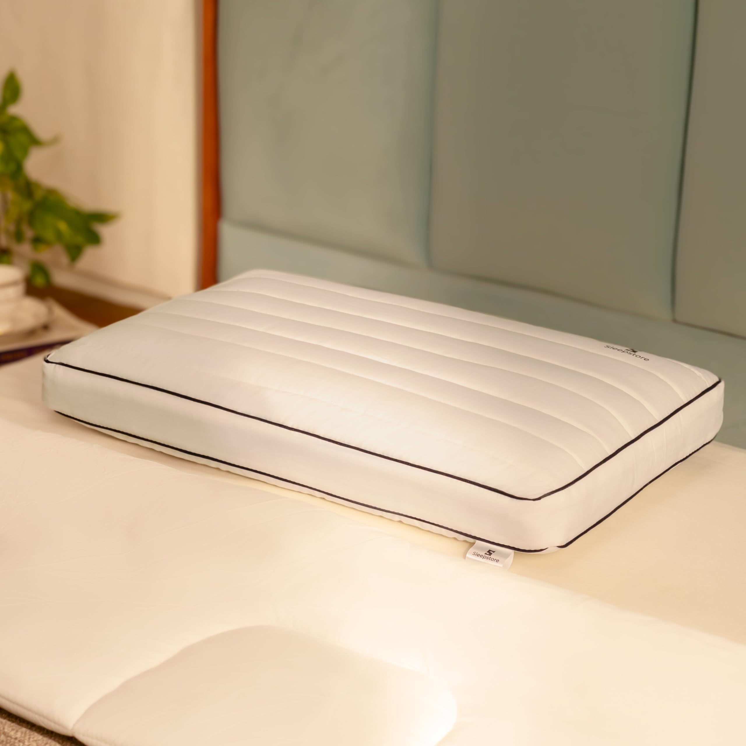 SleepStore Granules Firm Pillow, Pack of 1, 18x27 Inch | Shredluxe™ Fill - Blend of Memory Foam & Premium Fibre | Perfect for Stomach, Back & Side Sleepers | Breathable Bed Pillow for Sleeping (White)-picture-10