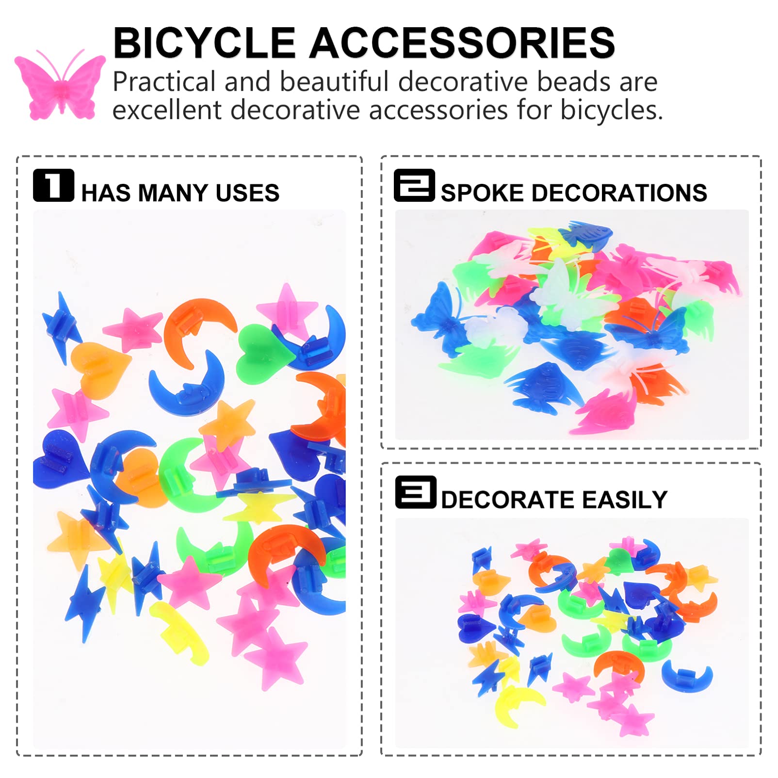 GOOHOCHY 122pcs Bike Wheel Spoke Beads Bike Hub Beads Plastic Easy to Apply Decor for Boys and Girls