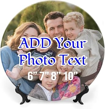 Custom Decorative Ceramic Plate with Stand, Personalized Design with Photo Text, Wall Hanging or Stand for Living Room Dining Room Home Decor, Birthday Anniversary Wedding Valentines Day Gifts