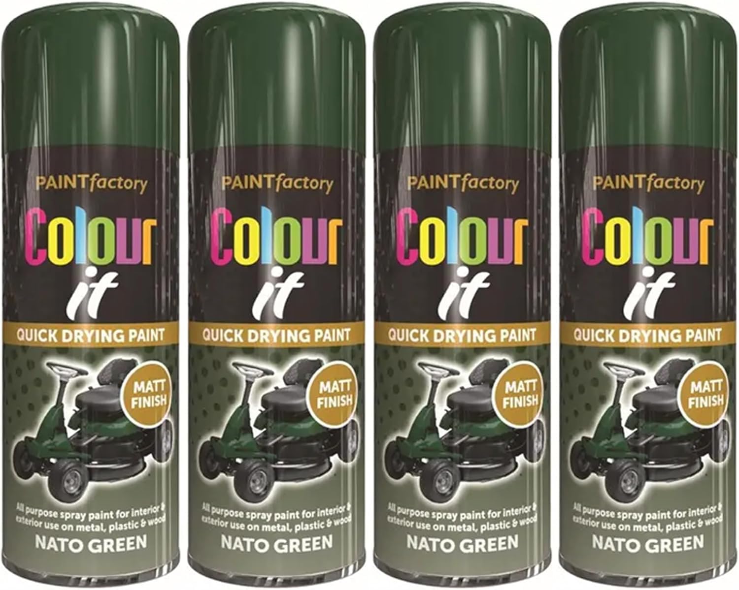 HOCHSTE Matt Quick-Drying Spray Paint, DIY Enthusiasts, Long-Lasting, Perfect Wood, Plastic, Metal, Home Repairs, Easy To Apply, Interior And Exterior Use, 400ml, (4pcs, Nato Green)