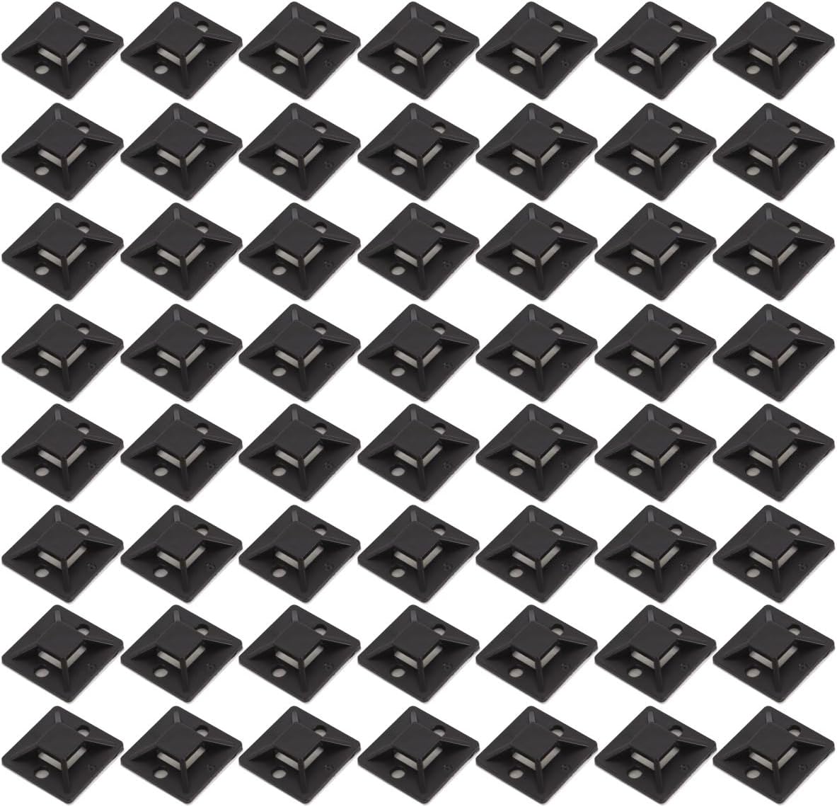 Alide 100Pcs Adhesive Cable Tie Holders Cable Mounting Base Management Clips for Office Home Cinema Workshop Black 25mm x 25mm