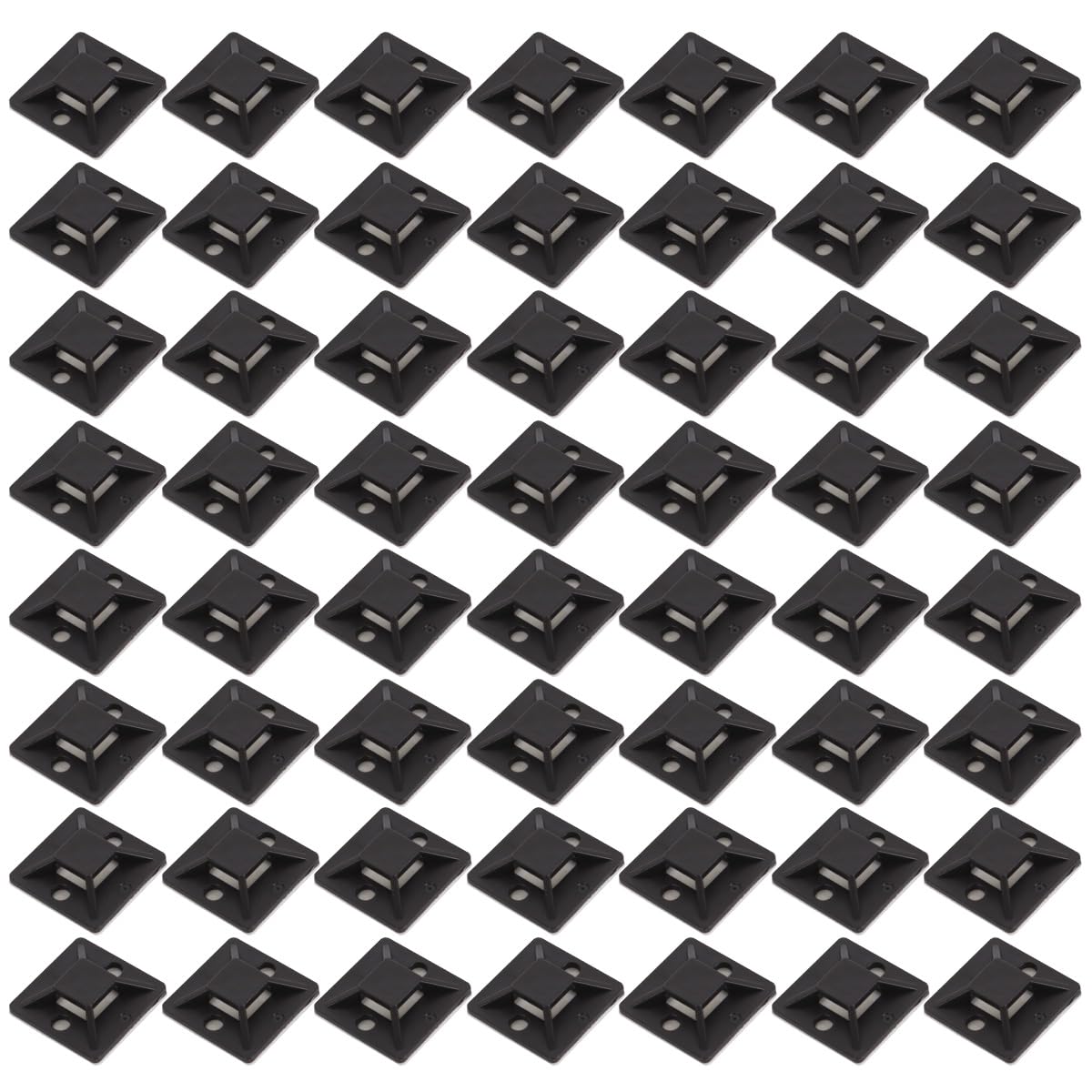 Alide 100Pcs Adhesive Cable Tie Holders Cable Mounting Base Management Clips for Office Home Cinema Workshop Black 25mm x 25mm