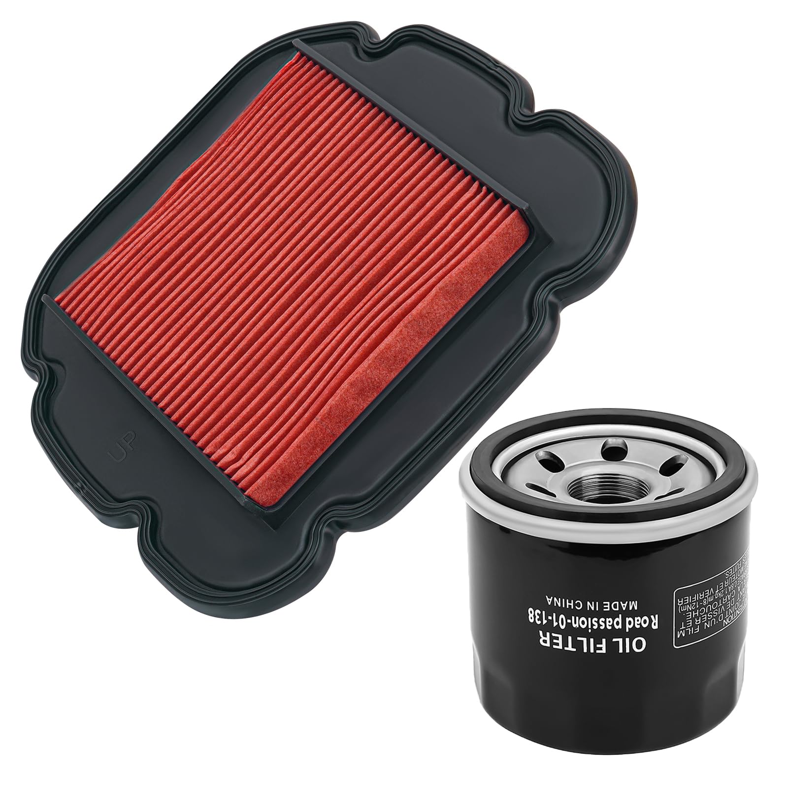 Road Passion 13780-06G00 Filtro de Aire+16510-07J00-000 Filtro de aceite Compatible con KLV1000 2004 2005 2006/ Suzuki DL650 V-Strom 2004 2005 2006 2007 2008 2009 2010-2016/ DL1000 V-Strom 2002-2015