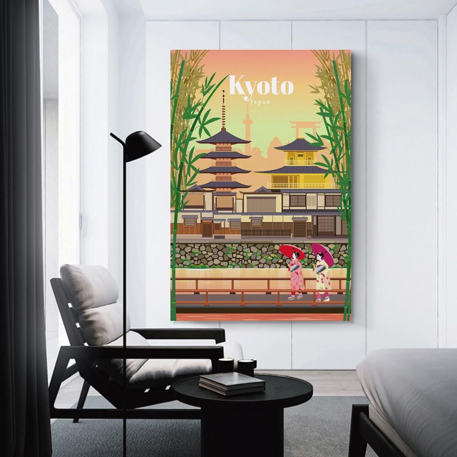 Junmoney Travel to Kyoto Room Decor Wall Art 24x36inch(60x90cm), for Bedroom Decor, Cosy Corners Or Studios, A Warm Accent for Relaxed Interiors