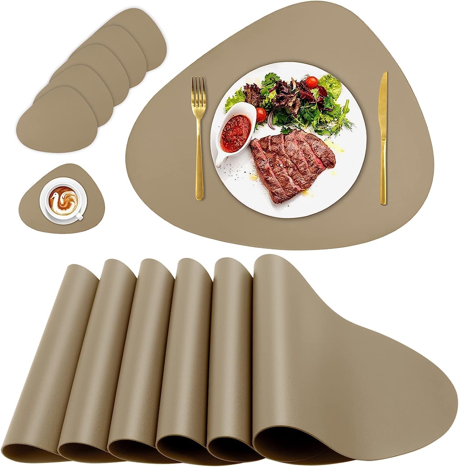 Buy XSOURCE Faux Leather Placemats Set of 6, Placemat with Coasters