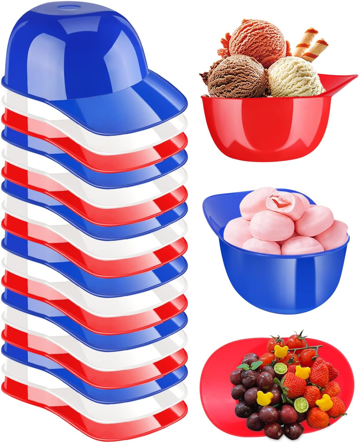 Tendiren 18PCS Mini Baseball Helmet Ice Cream Snack Bowl, 8 oz Helmets Plastic