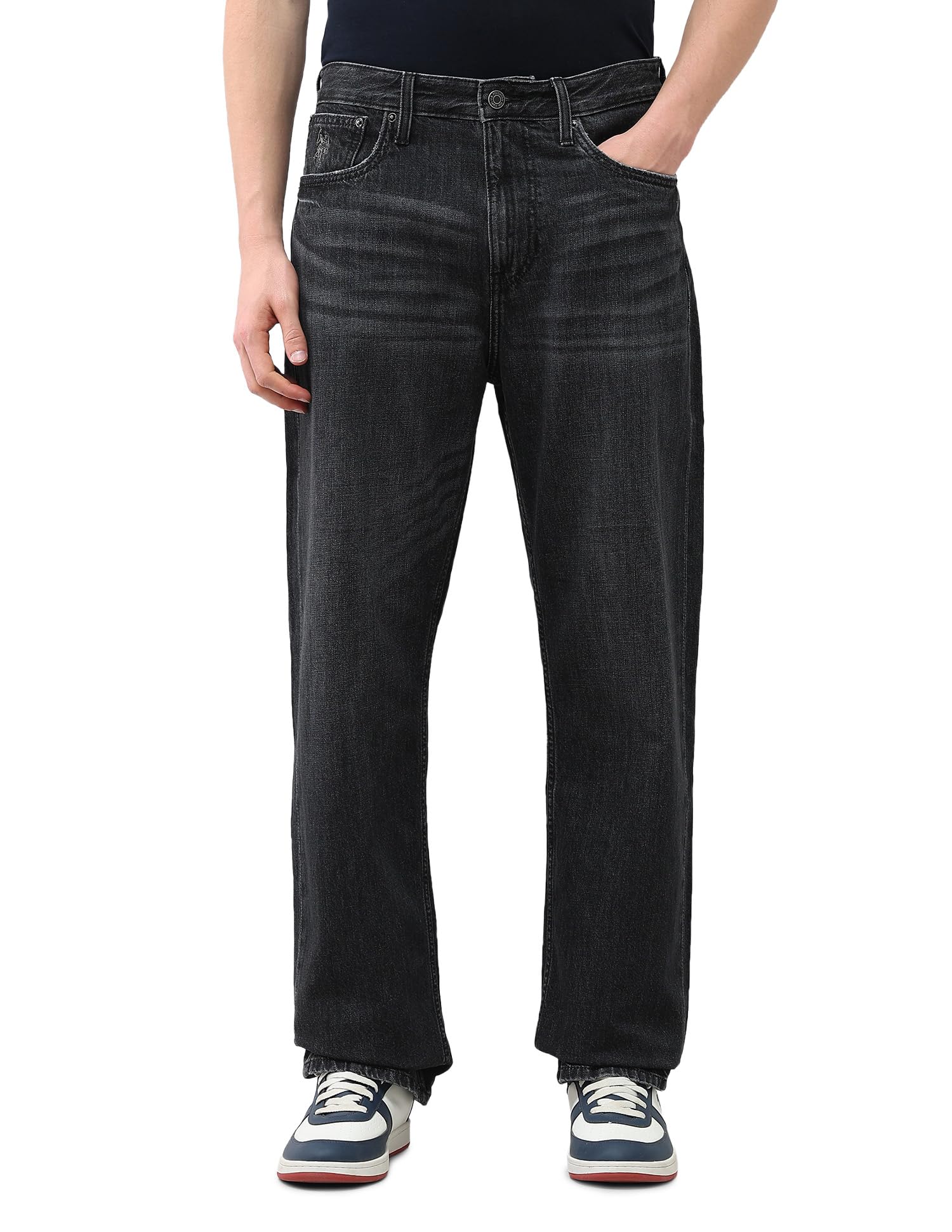 Men's Logan Loose Straight fit Black Jeans-image-1
