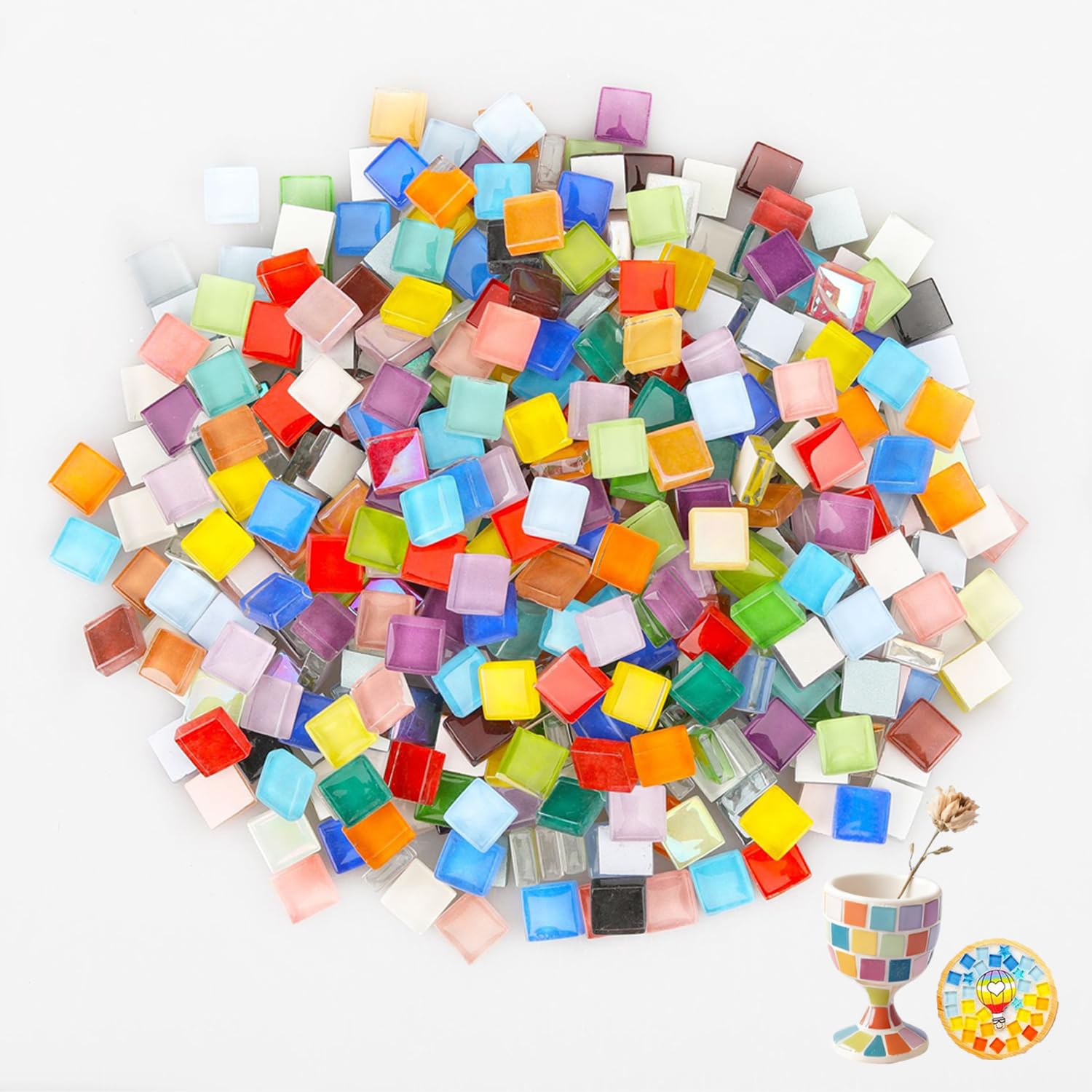 Mosaico de cristal de colores mixtos de 1x1 cm para decorar macetas y marcos, 900g