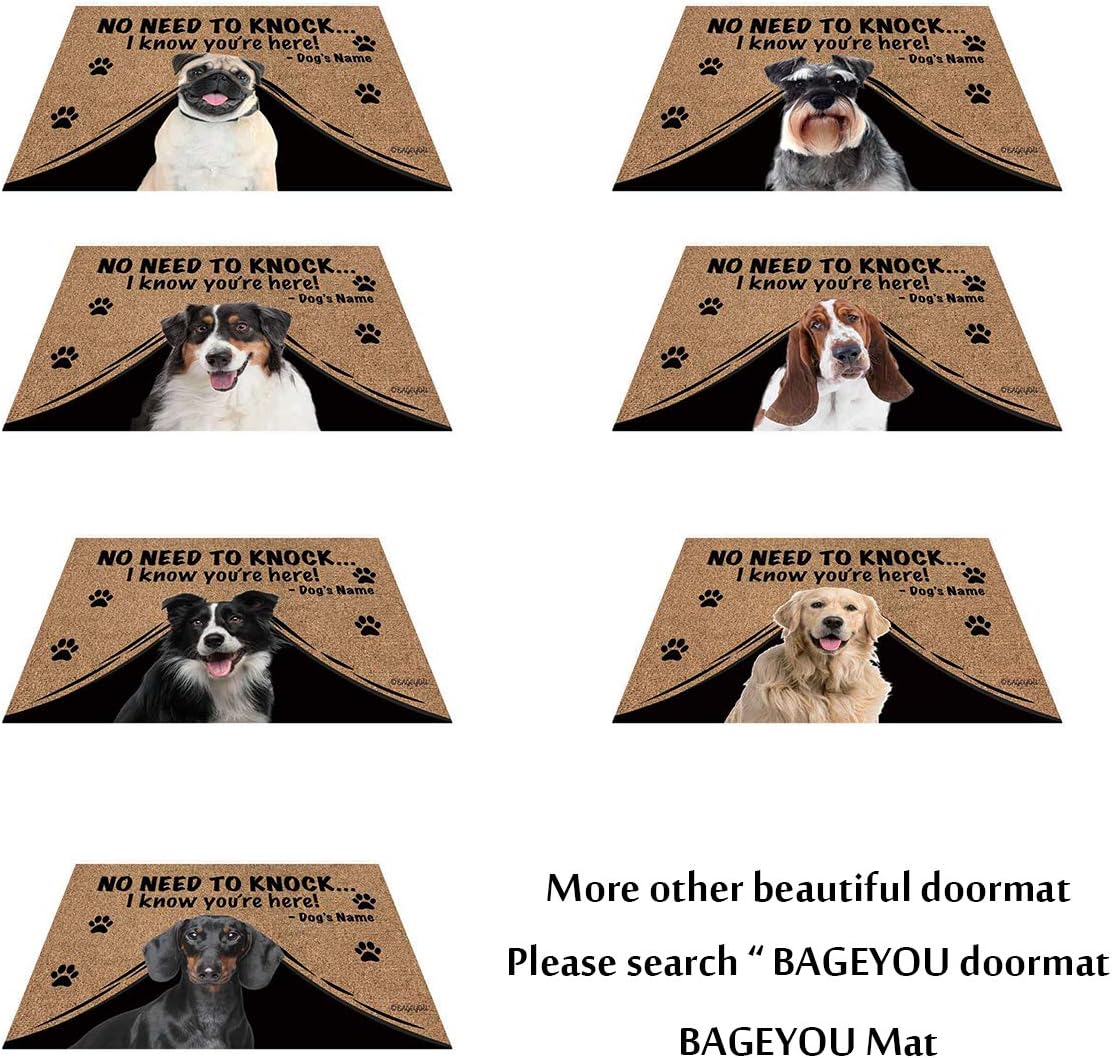BAGEYOU Personalized Dog's Name Doormat with My Love Dog Border Collie Welcome Floor Mat No Need to Knock I Know You're Here 27.5 x 17.7