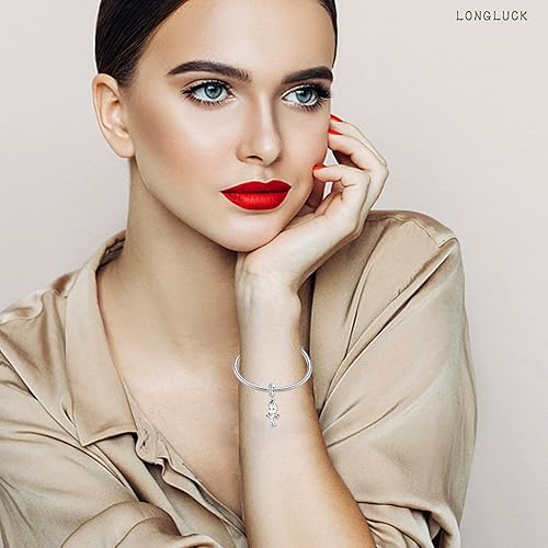 Vista 3 de Abalorio de plata de ley 925 para pulseras y collares Pandora para mujer, circonitas cúbicas 5A, cuentas de joyería